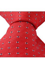 Dots Pattern Red Jacquard Men Business Suit Necktie Tie