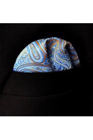 Paisley Blue Orange Pocket Square Mens Neckties Silk Hanky