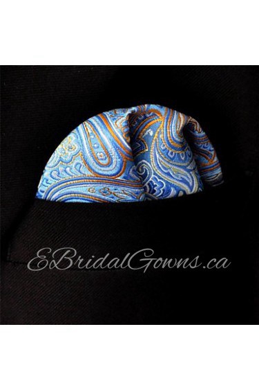 Paisley Blue Orange Pocket Square Mens Neckties Silk Hanky