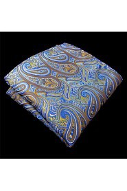 Paisley Blue Orange Pocket Square Mens Neckties Silk Hanky