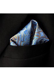 Paisley Blue Orange Pocket Square Mens Neckties Silk Hanky