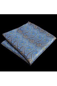 Paisley Blue Orange Pocket Square Mens Neckties Silk Hanky