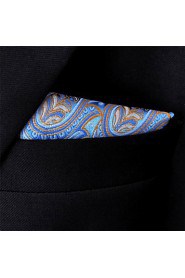 Paisley Blue Orange Pocket Square Mens Neckties Silk Hanky