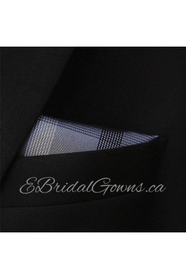 Men's Pocket Square Checked Gray 100% Silk Business