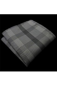 Men's Pocket Square Checked Gray 100% Silk Business