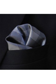 Men's Pocket Square Checked Gray 100% Silk Business