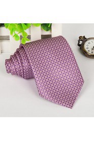 Pink Square Polyester Silk Arrow Jacquard Men Necktie Tie