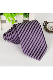 Purple Black Striped Arrow Polyester Silk Men Adult Necktie