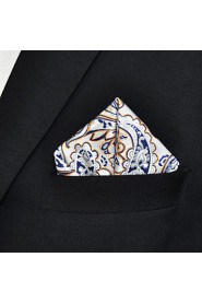 Men's Pocket Square White Paisley 100% Silk Business