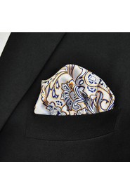 Men's Pocket Square White Paisley 100% Silk Business