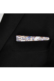 Men's Pocket Square White Paisley 100% Silk Business