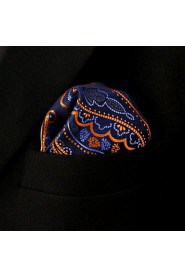 Paisley Orange Blue Black Pocket Square Mens Hankies Hanky