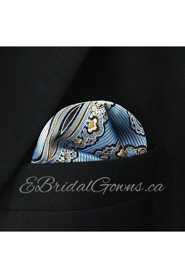 Men's Casual Floral Paisley Blue Pocket Square