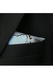 Men's Casual Floral Paisley Blue Pocket Square