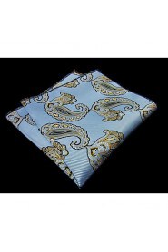 Men's Casual Floral Paisley Blue Pocket Square