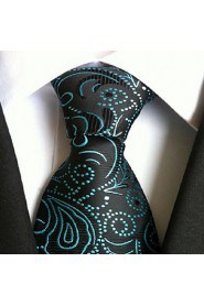 Men Wedding Cocktail Necktie At Work Blue Black Pattern Tie