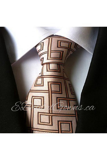 Men Wedding Cocktail Necktie At Work Beige Coffee Tie