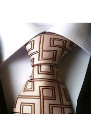 Men Wedding Cocktail Necktie At Work Beige Coffee Tie