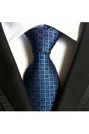 Men Wedding Cocktail Necktie At Work Black Blue Square