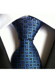 Men Wedding Cocktail Necktie At Work Black Blue Square