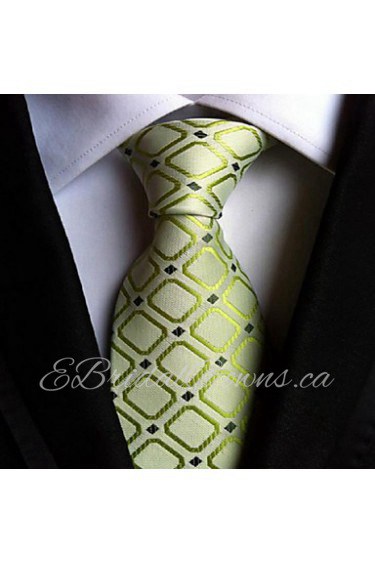 Men Wedding Cocktail Necktie At Work Green Squre Colors Tie