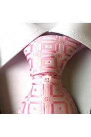 Men Wedding Cocktail Necktie At Work Pink White Tie