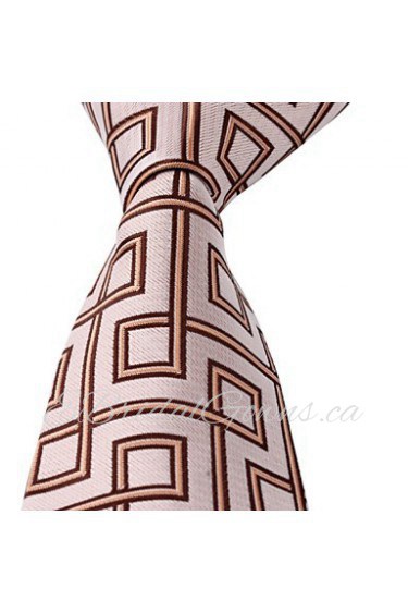 Yellow Pink Jacquard Men Business Leisure Career Necktie Tie