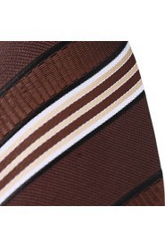 Classic Coffee White Jacquard Woven Silk Men Necktie Tie