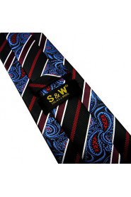 Stripes Paisley Blue Red Neckties Men Ties Wedding Extra Long Silk