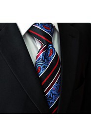 Stripes Paisley Blue Red Neckties Men Ties Wedding Extra Long Silk