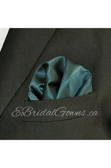 Men's Pocket Square Green Solid 100% Silk Wedding Business