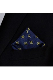 Men's Pocket Square Navy Blue Floral 100% Silk Wedding Business