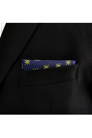 Men's Pocket Square Navy Blue Floral 100% Silk Wedding Business