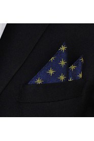 Men's Pocket Square Navy Blue Floral 100% Silk Wedding Business