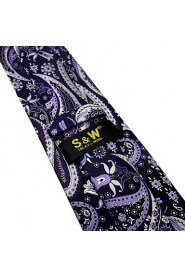 Shlax & Wing Neckties Ties Navy Blue Purple Paisley Handmade Silk