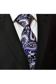 Shlax & Wing Neckties Ties Navy Blue Purple Paisley Handmade Silk