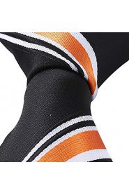 Black White Orange Stripes Men Leisure Silk Jacquard Necktie