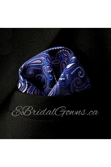 QH17 Paisley Blue Purple Pocket Square Mens Hankies Hanky