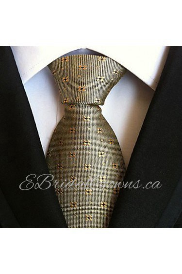 Men Wedding Cocktail Necktie At Work Beige Yellow Tie