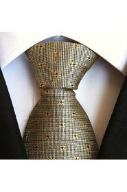 Men Wedding Cocktail Necktie At Work Beige Yellow Tie