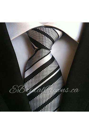 Men Wedding Cocktail Necktie At Work Black White Tie