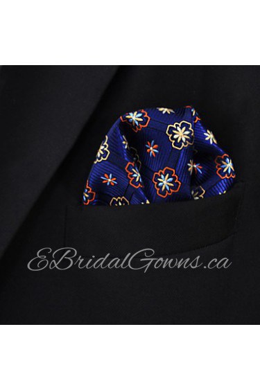 Floral Blue Navy Pocket Square Mens Hankies Hanky Classic Large