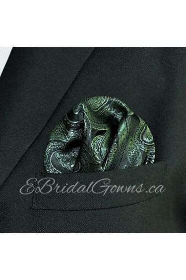 Men's Pocket Square Olive 100% Silk Wedding Business