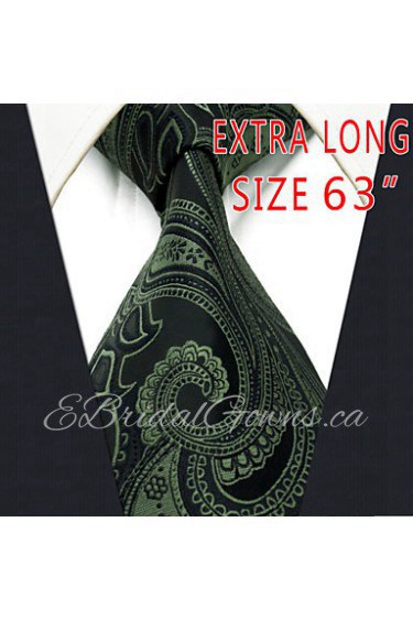 Men's Tie Green Paisley 100% Silk Business Dress Casual Long