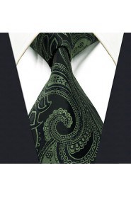 Men's Tie Green Paisley 100% Silk Business Dress Casual Long