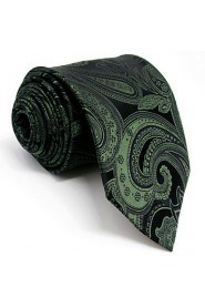 Men's Tie Green Paisley 100% Silk Business Dress Casual Long