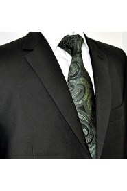 Men's Tie Green Paisley 100% Silk Business Dress Casual Long