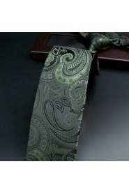 Men's Tie Green Paisley 100% Silk Business Dress Casual Long