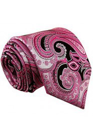 Shlax & Wing Necktie Paisley Pink Black Mens Tie Extra Long Size Wedding Party