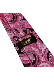 Shlax & Wing Necktie Paisley Pink Black Mens Tie Extra Long Size Wedding Party